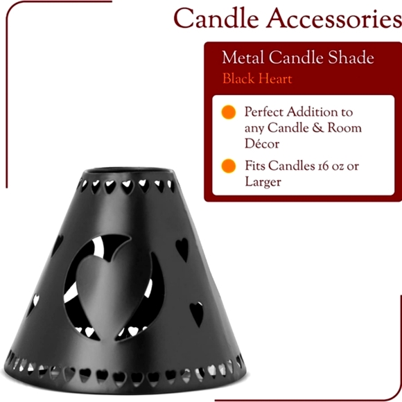 Black Metal Heart Decorative Tin Candle Shade (16 oz. & Larger Jar) - Picture 2 of 6
